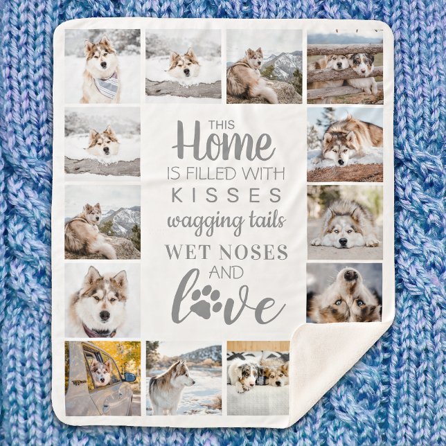 Dog Lover Personalised Pet Photo Collage Fleece Bl Sherpa Blanket (Creator Uploaded)