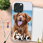 Dog Lover Personalised Pet Photo LOVE Paw Print Case-Mate iPhone Case<br><div class="desc">Now you can carry your best friend with you wherever you go with this custom dog pet photo iPhone case . This photo with personalised name design is trendy, elegant, cool and cute. Customise with your favourite dog photo, cat photo, or any pet with paws ! Add name to personalise....</div>