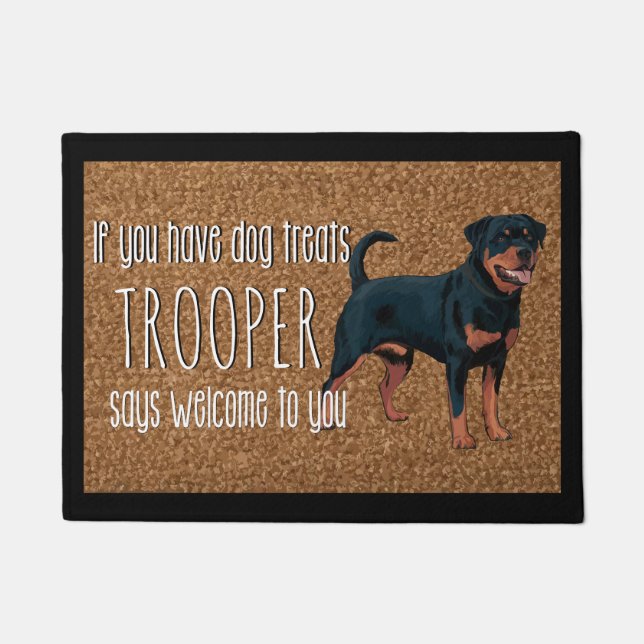 Dog Lover Personalised Rottweiler Name Doormat (Front)