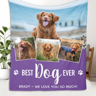 Dog Lover Personalised Trendy 4 Pet Photo Collage Fleece Blanket
