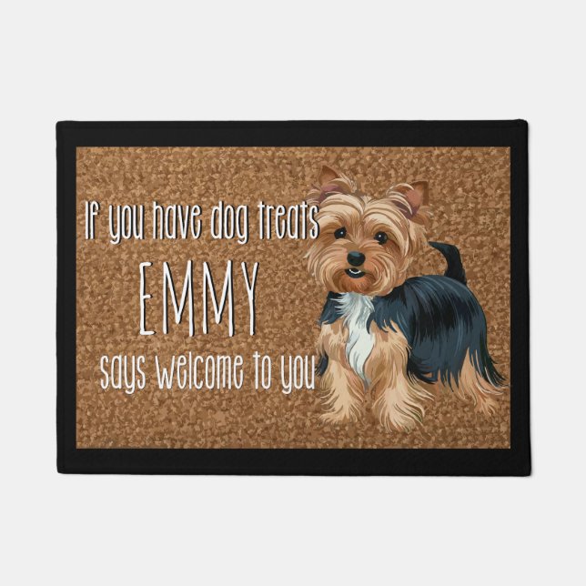 Dog Lover Personalised Yorkshire Terrier Name Doormat (Front)