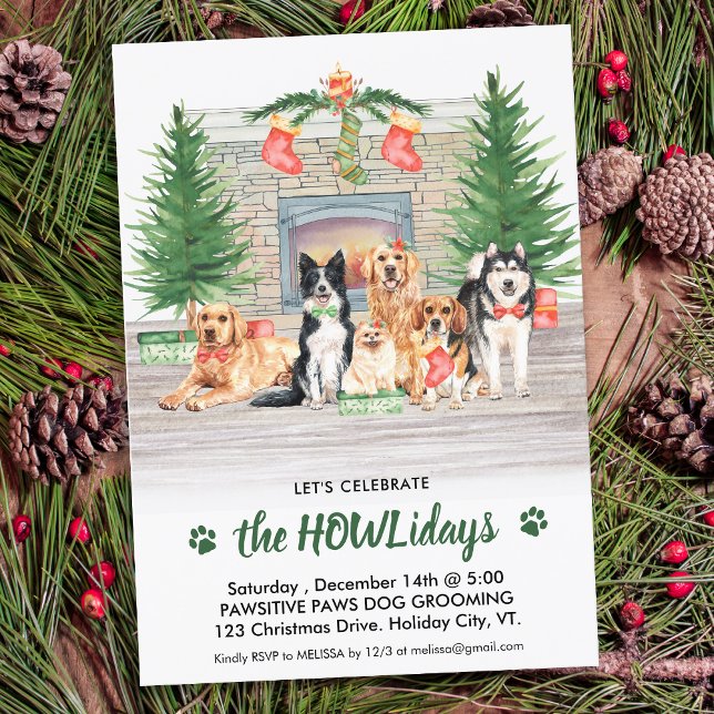 Dog Lover Pet Business Christmas Party Holiday Invitation (Creator Uploaded)