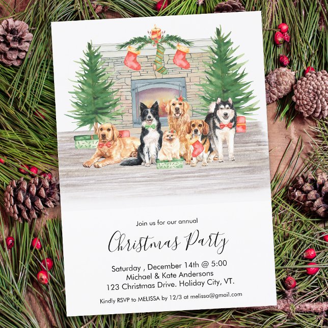 Dog Lover Pet Dogs Christmas Party Invitation (Creator Uploaded)