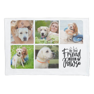 Dog Lover Pet Modern Personalised 5 Photo Collage Pillowcase