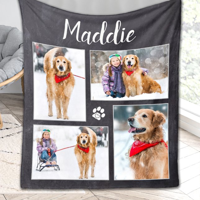 Dog Lover Pet Photo Collage Fleece Blanket (Creator Uploaded)