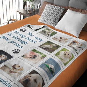 Dog Lover Pet Photo Collage Fleece Blanket