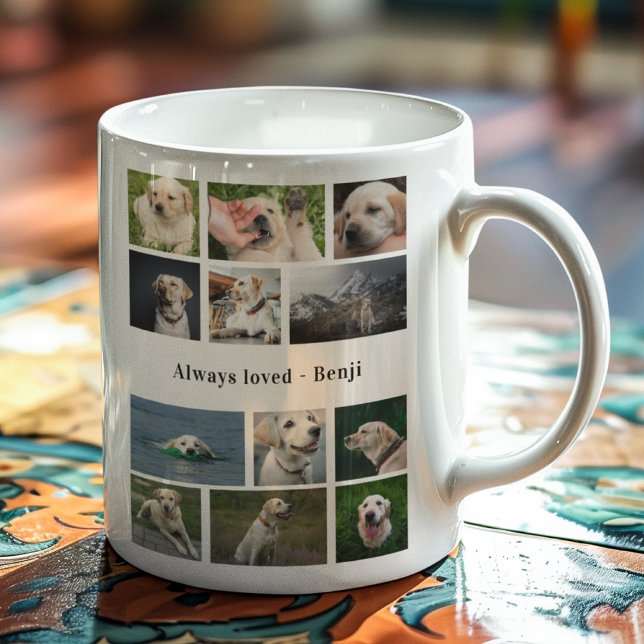 Dog Lover Photo Collage Coffee Mug (Dog lovers custom mug with photo template.)