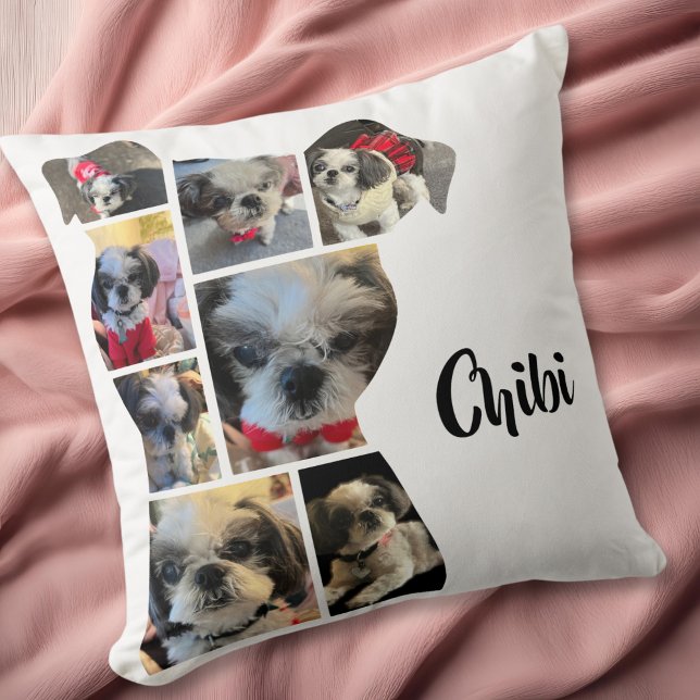 Dog Lover Photo Collage Throw Pillow (Creator Uploaded)
