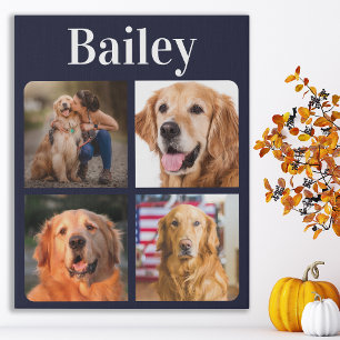 Dog Lover Picture Collage Pet Personalise Monogram Faux Canvas Print