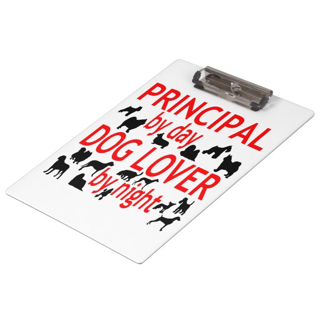 Dog Lover Principal in Red Clipboard (Angled)