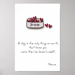 dog lover print with doodle dog bowl and saying.