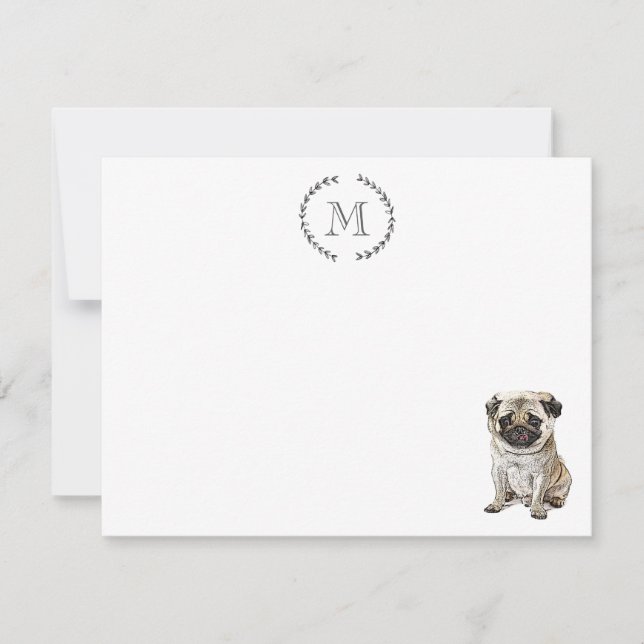 Dog Lover Pug Personalized Card (Front)