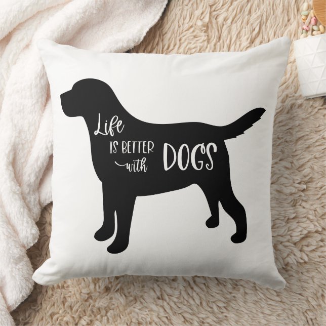 Dog Lover Quote Black and White Cushion (Blanket)