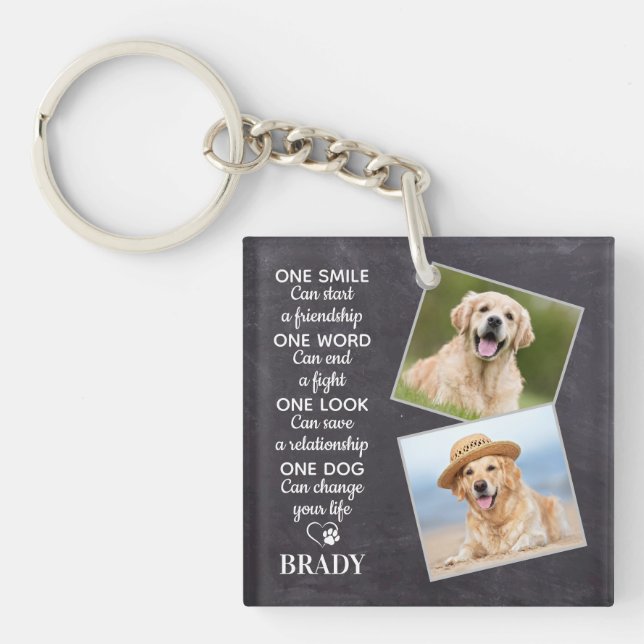 Dog Lover Quote Keepsake Personalised Pet Photo Key Ring (Front)