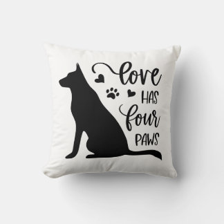 Dog Lover Quote Silhouette Black on White 16x16 Cushion