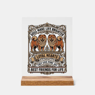 Dog Lover Quote Vintage Engraving Fluffy Dog Art_1 Acrylic Sign