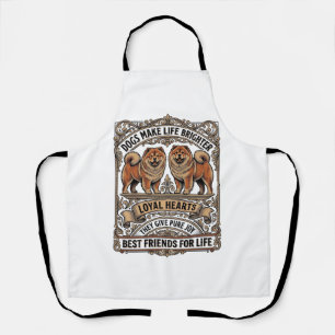 Dog Lover Quote Vintage Engraving Fluffy Dog Art_1 Apron
