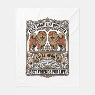 Dog Lover Quote Vintage Engraving Fluffy Dog Art_1 Fleece Blanket