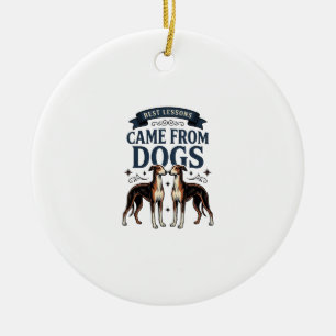Dog Lover Quote Vintage Engraving Hound Typography Ceramic Tree Decoration