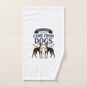 Dog Lover Quote Vintage Engraving Hound Typography Hand Towel