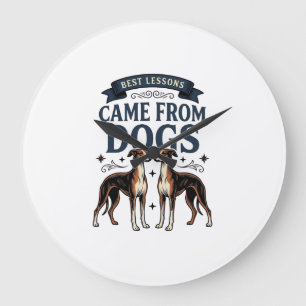 Dog Lover Quote Vintage Engraving Hound Typography Large Clock