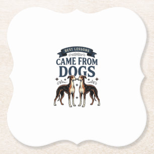 Dog Lover Quote Vintage Engraving Hound Typography Paper Coaster