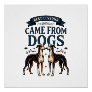 Dog Lover Quote Vintage Engraving Hound Typography Poster