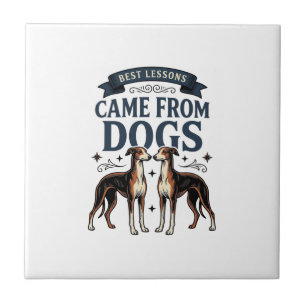Dog Lover Quote Vintage Engraving Hound Typography Tile