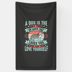 Dog Lover Quote Vintage Husky Graphic Banner