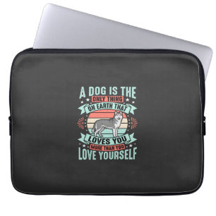 Dog Lover Quote Vintage Husky Graphic Laptop Sleeve
