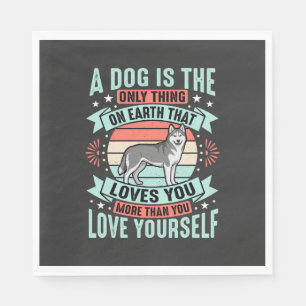 Dog Lover Quote Vintage Husky Graphic Napkin