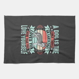 Dog Lover Quote Vintage Husky Graphic Tea Towel