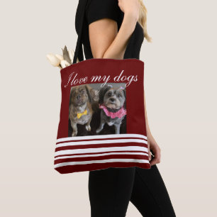 Dog lover red tote bag, bag