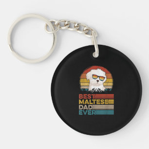 Dog Lover Retro Vintage Best Maltese Dad Ever Key Ring