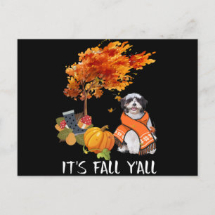 Dog Lover   Shih Tzu is Fall Yall Announcement Postcard