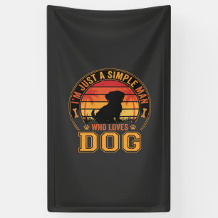 Dog Lover Simple Man Retro Sunset Banner