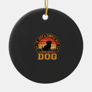 Dog Lover Simple Man Retro Sunset Ceramic Tree Decoration
