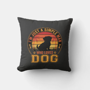 Dog Lover Simple Man Retro Sunset Cushion