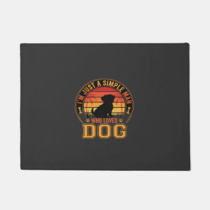 Dog Lover Simple Man Retro Sunset Doormat