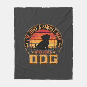 Dog Lover Simple Man Retro Sunset Fleece Blanket