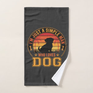 Dog Lover Simple Man Retro Sunset Hand Towel
