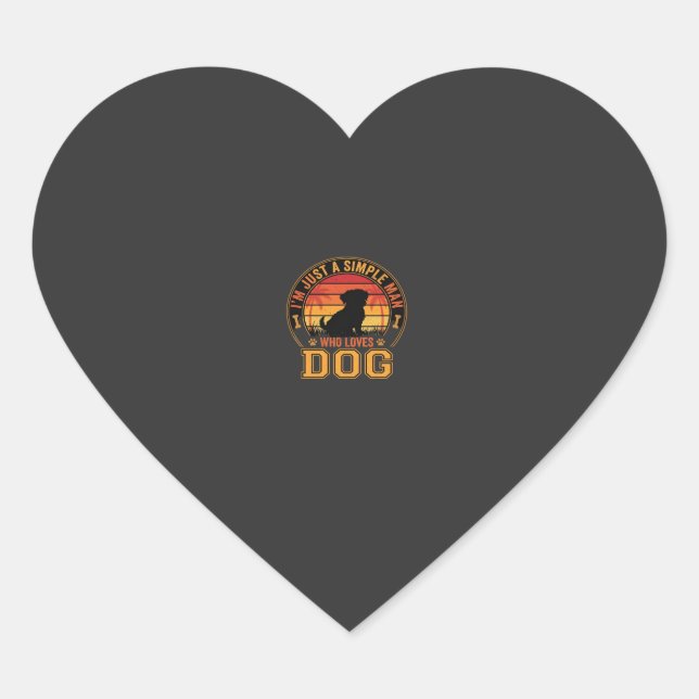 Dog Lover Simple Man Retro Sunset Heart Sticker (Front)