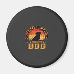 Dog Lover Simple Man Retro Sunset Magnet