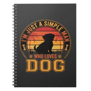 Dog Lover Simple Man Retro Sunset Notebook