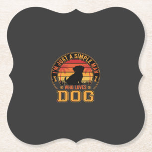 Dog Lover Simple Man Retro Sunset Paper Coaster