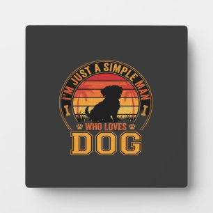 Dog Lover Simple Man Retro Sunset Plaque