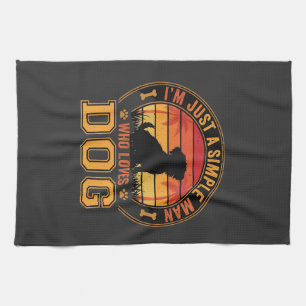 Dog Lover Simple Man Retro Sunset Tea Towel