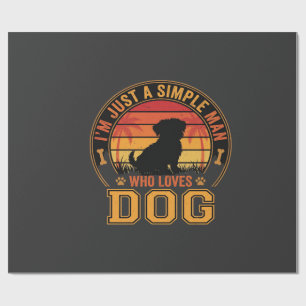 Dog Lover Simple Man Retro Sunset Wrapping Paper