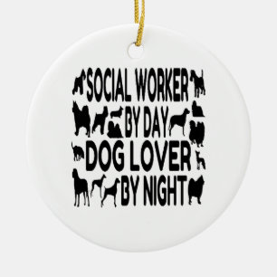 Dog Lover Social Worker Ceramic Tree Decoration