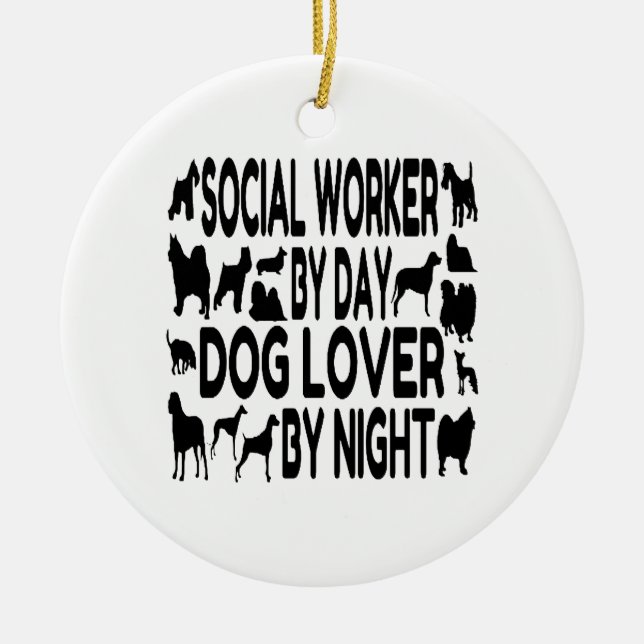Dog Lover Social Worker Ceramic Tree Decoration (Front)